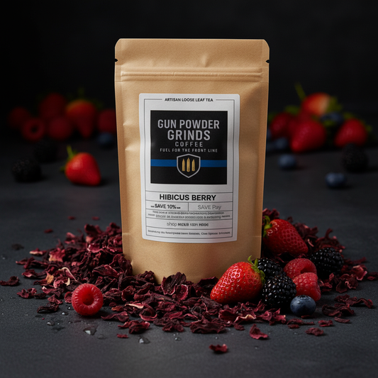 Gun Powder Grinds Hibiscus Berry Tea with berries