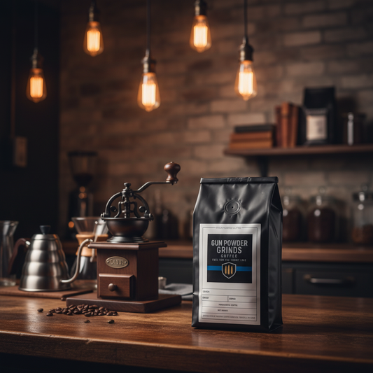 Gun Powder Grinds on vintage coffee bar