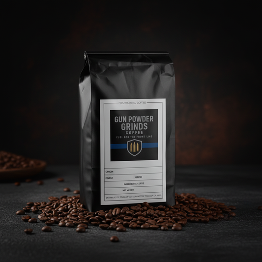Gun Powder Grinds African Kahawa Blend with scattered beans