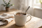 Instant Coffee with Mushroom being stirred in a mug